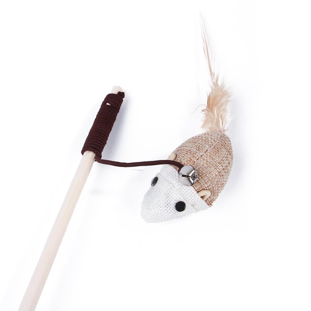 Wooden Fabric Cat Toy With Bell Cat Rod Pet Cat Toy Supplies Pet Toys