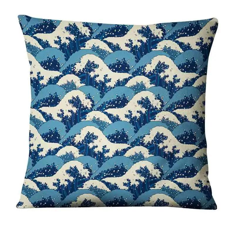 45X45Cm Polyester Japanese Lucky Cat Printing Pillowcase Home Pillow Decoration Ukiyo-E Cushion