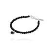 (925 Silver) Serenite Heart Black Bead Silver Bracelet