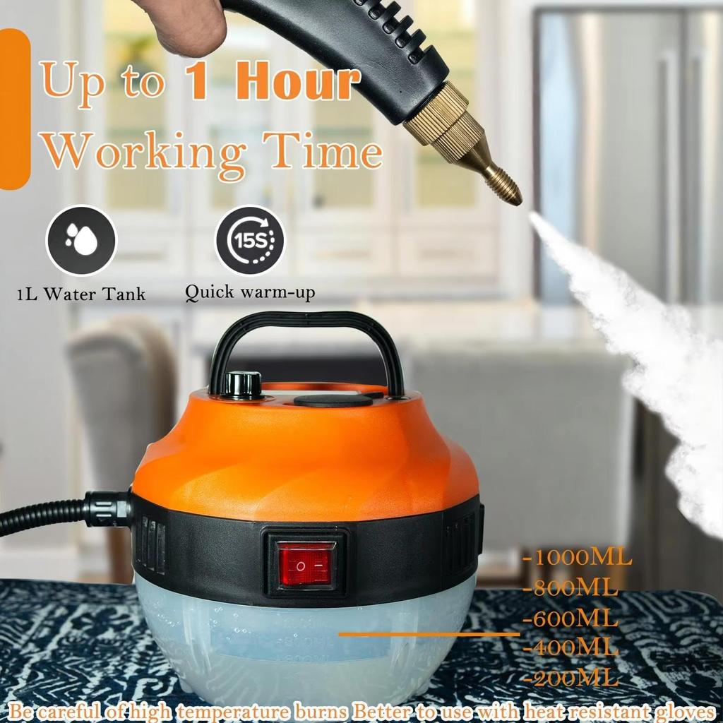 Limpiador de Vapor de Alta Temperatura – Tanque Grande para Campanas de Cocina, Limpieza de Coches, Esterilización y Uso Doméstico Resistente a Ácidos