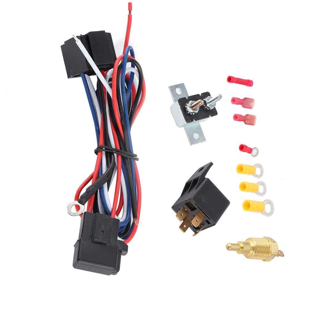 KIMISS Radiator Cooling Fan Relay Kit with Thermostat Switch and Overload Protector - Complete Mounting Accessory for Automotive Cooling System