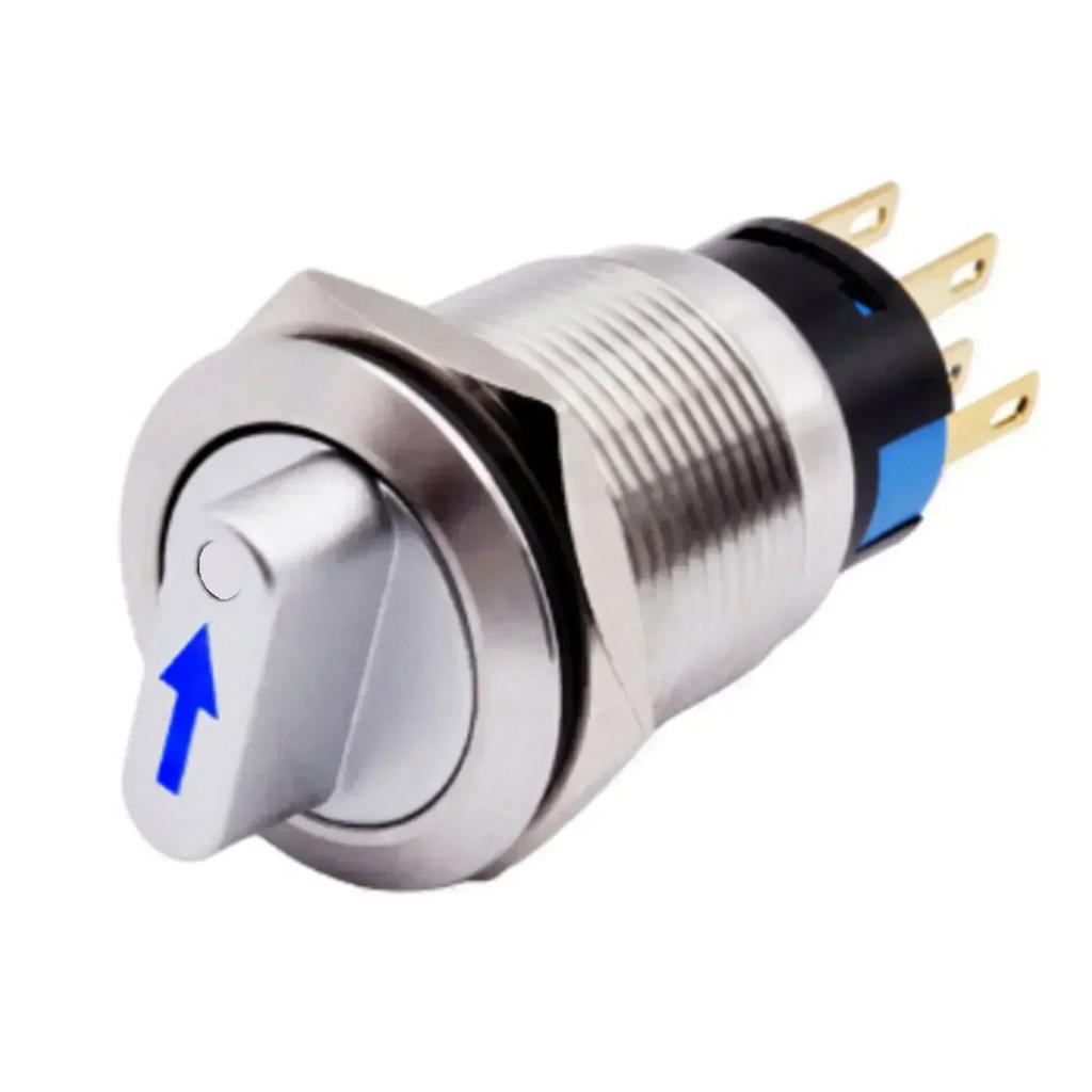 19mm 2 3 Position Metal Selector Rotary Switch Latching Push Button Switch SPDT With 12V LED Illuminated Switch 1NO1NC ON OFF