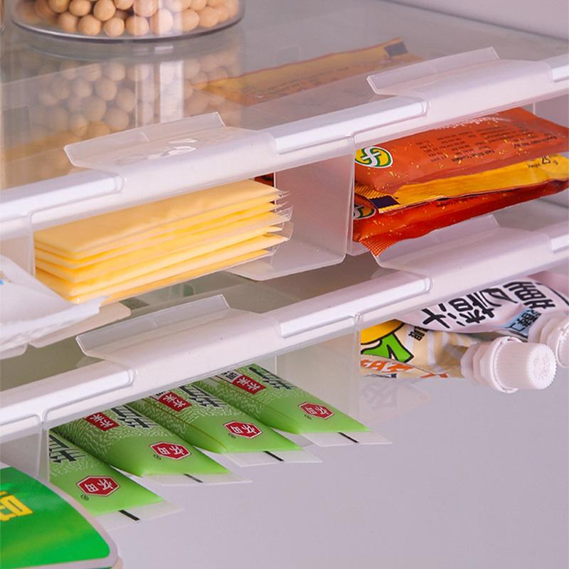 Zásuvkový úložný box do lednice, zacvakávací závěsný sáček na koření do lednice, krabice na organizaci svačin, krabička na uchovávání pleťových masek