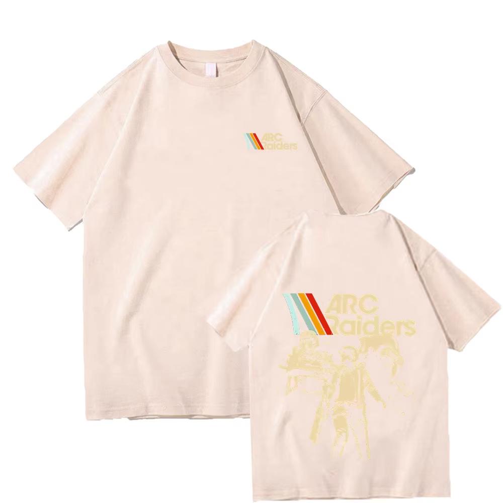 2026 ARC Raiders Striped T Shirts ARC Hot Game Survival Evolved Tees Gifts for Gamer Cotton Tshirts Unisex Vintage Game Lovers