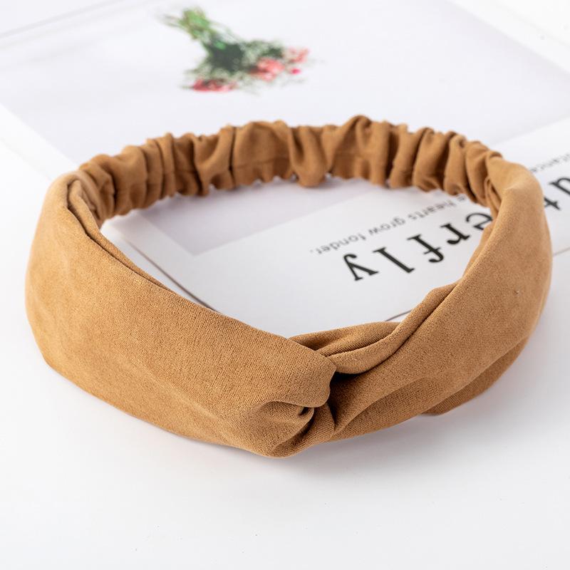 European & American Knit Crossover Headband: Pure Color Elastic Yoga Sports Hair Tie for Women