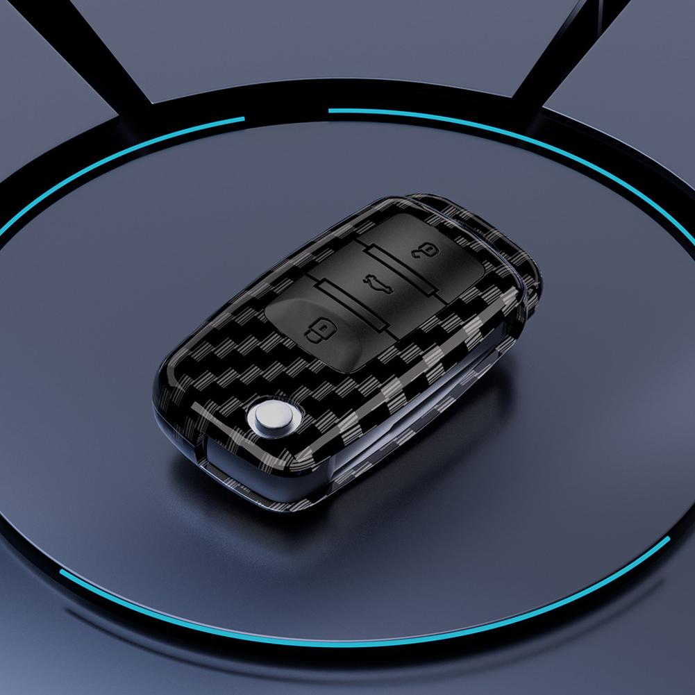 Car Carbon Fiber Pattern Remote Key Cover Case Fob For Octavia Seat Leon Altea
