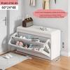 Shoe Storage Bench with Flip-Top Cabinet and Integrated Stool for Entryway