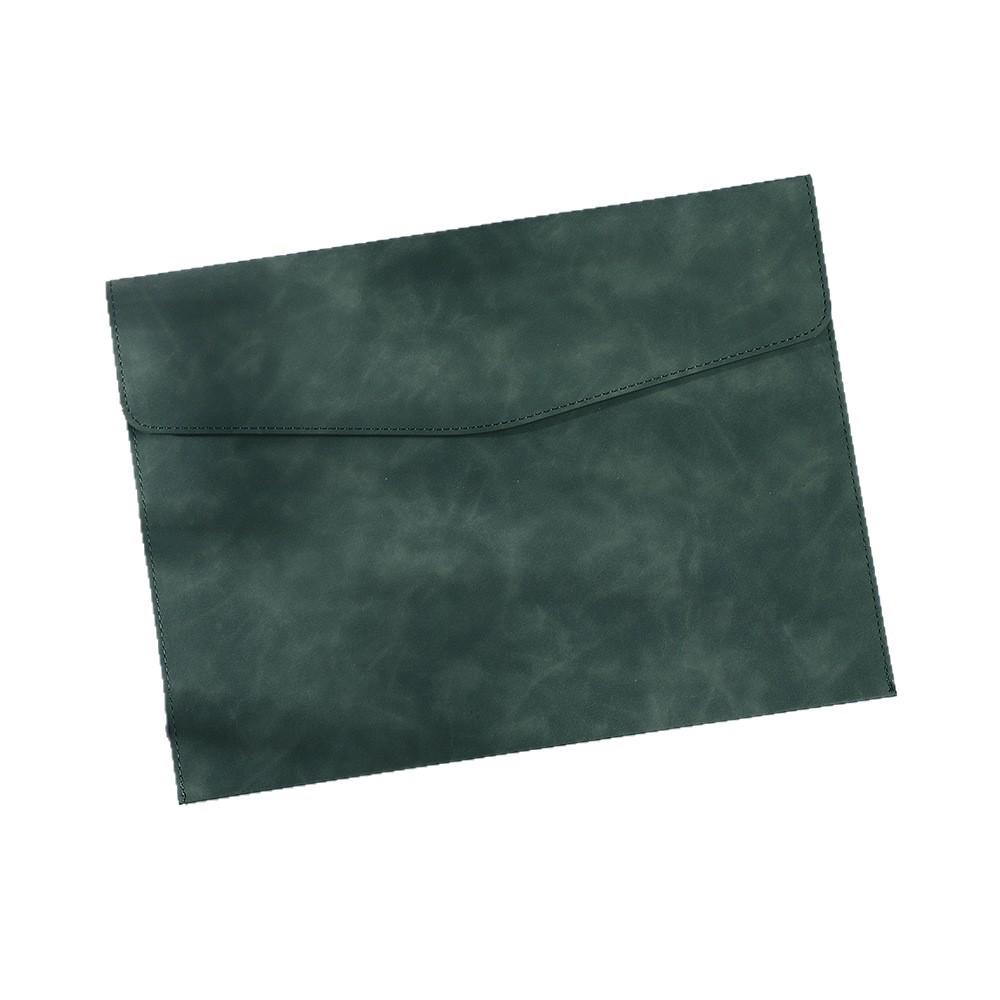 Waterproof Leather A4 Document Folder with Snap Button Closure - Portable, Large Capacity, Business File Organizer