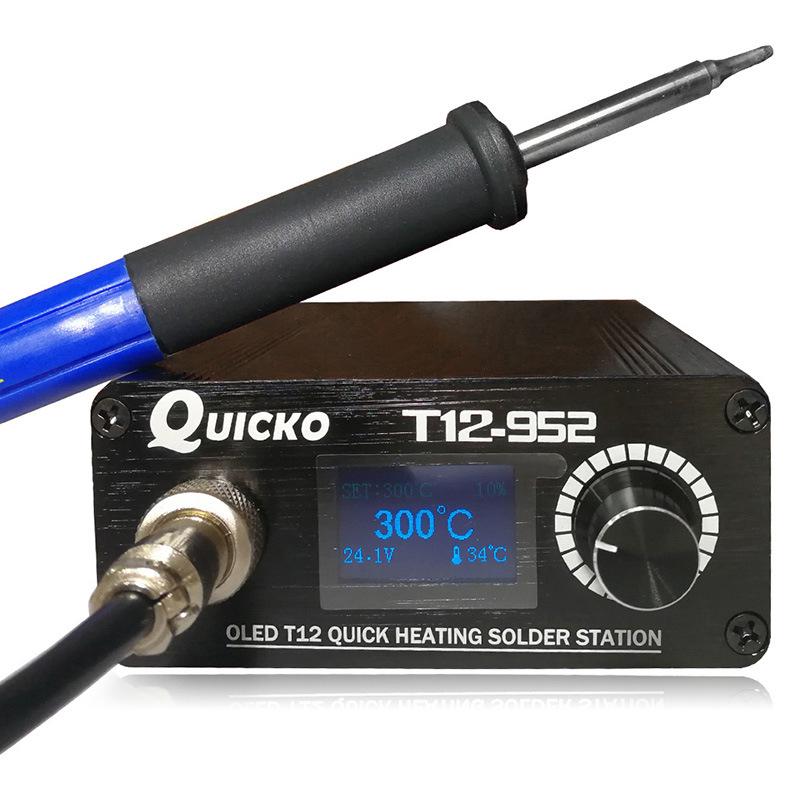 Quicko T12-952 Soldering Station with 9501 Handle, Lead-Free Electric Soldering Iron for Electronic Repair