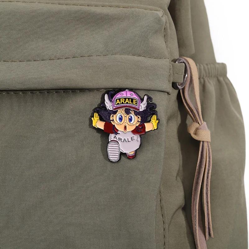 Cartoon Dr. Slump Arale Badge Brooch Pins Anime Little Android Girl Arale Shape Enamel Pin Cute Cosplay Gift Backpack Accessory