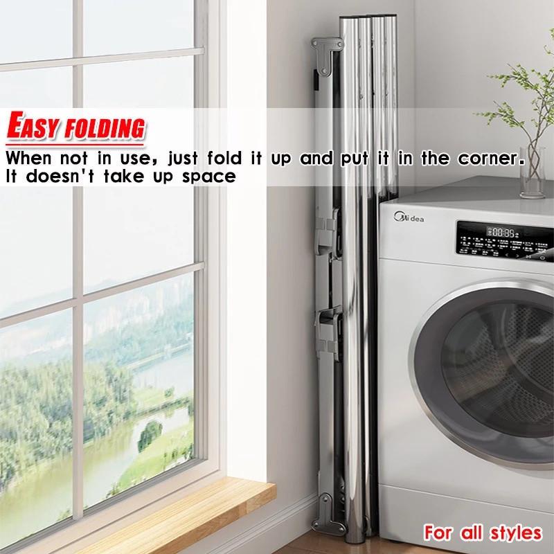 Household Foldable Clothes Hanger Rack Balcony 5 Pole Extendable Clothes Drying Tool Stainless Steel Clothes Drying Rack