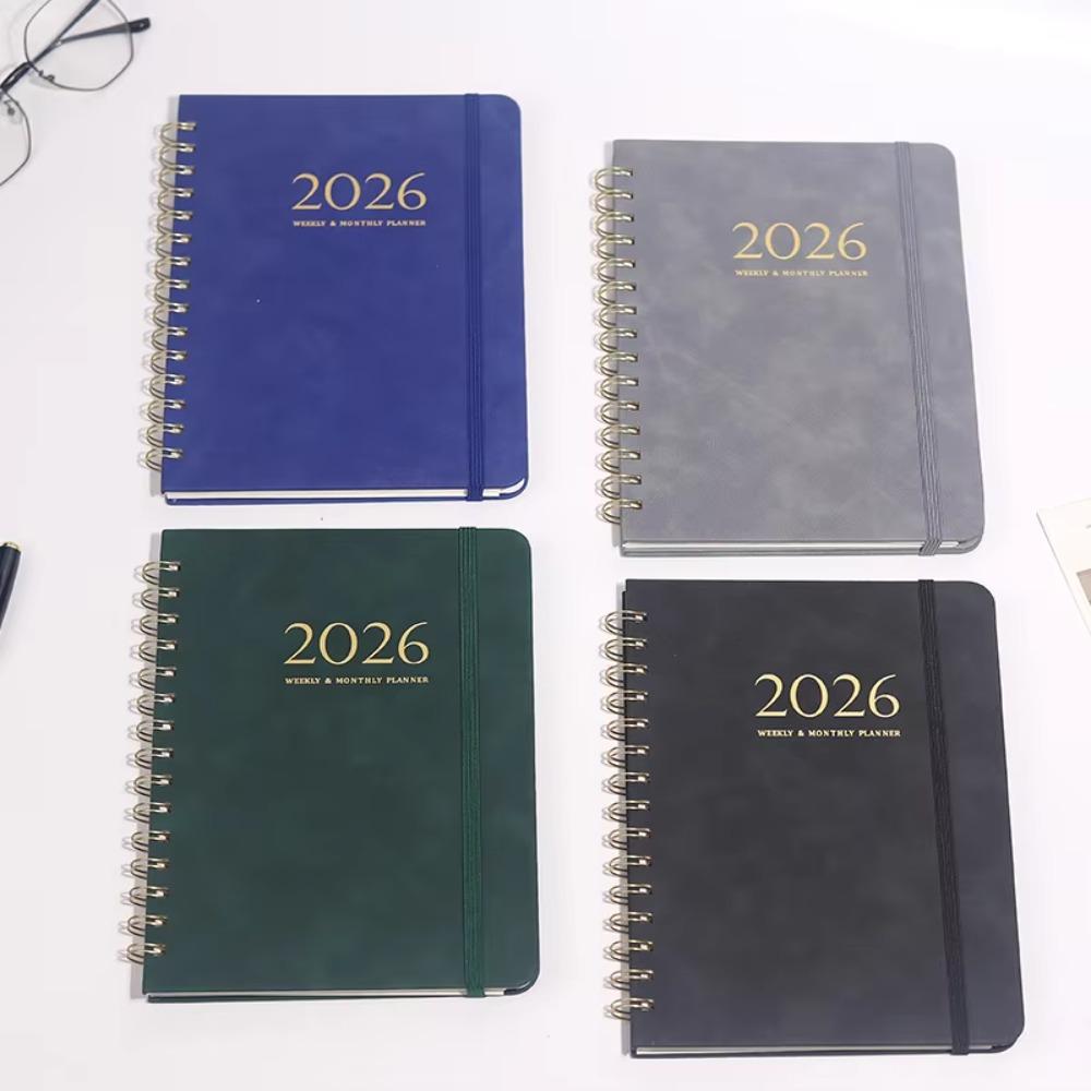 Calendar 2026 Weekly Monthly Planner PU Leather Cover Daily Planner Notepad Office