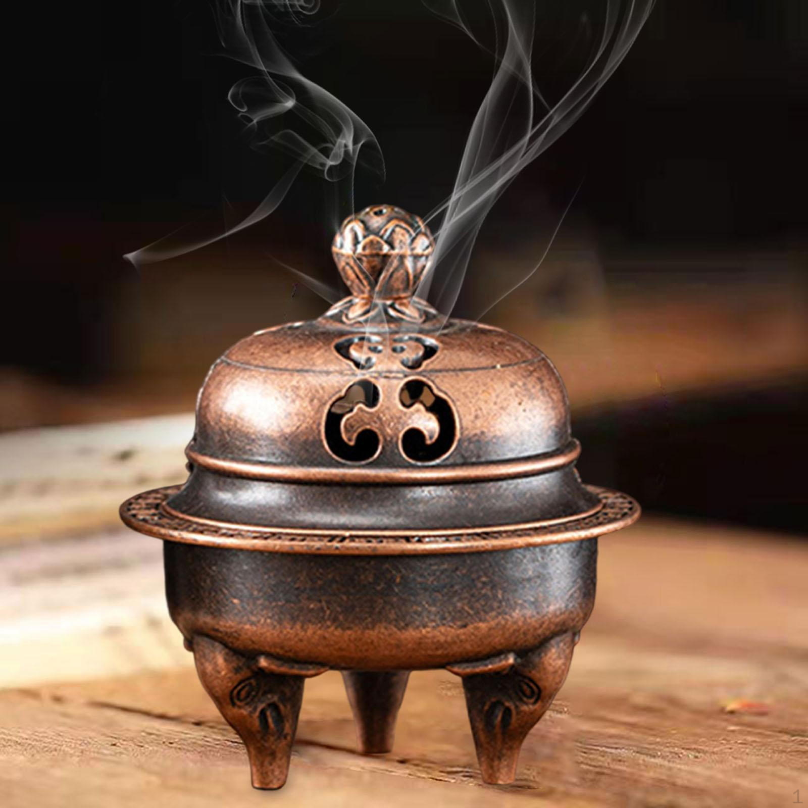 

Burner Holder Bowl with Lid Hollowed Out Chinese Metal Small for Home Bookshelf Tea Room Cabinet мідний