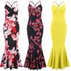 Women Floral Beach Vacation Bodycon Streetwear Maxi Dress Summer Clothes Fishtail Skirt