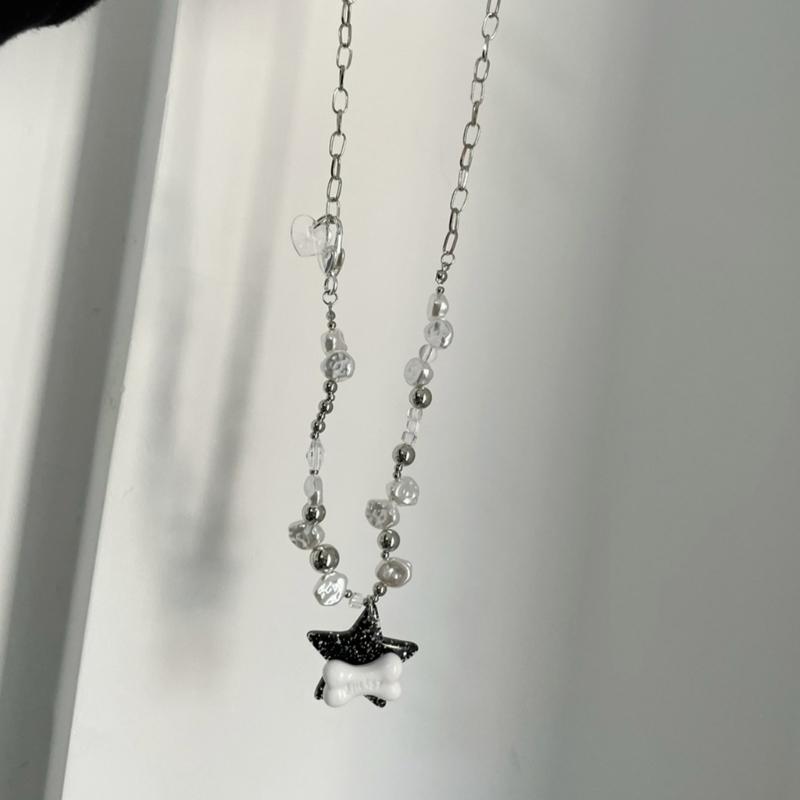Y2K Star Bone Pendant Necklace for Women Fashion Egirl Emo Punk Grunge Clavicle Chain Fashion Valentines Day Gifts