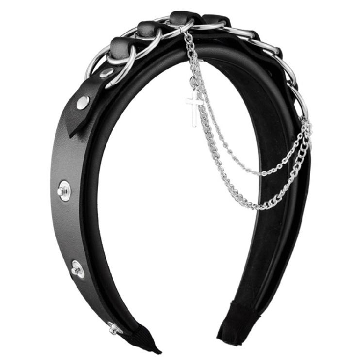 Punk Chain Buckle Headband for Cosplay Parties 2000s Halloween Costume Hairhoop Anime Metal Buckle Headbands