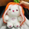 @Baby Music Strawberry Carrot Rabbit Plush Toys Stuffed Creative Into Bunny Transform 30cm Sleeping Light Doll Kid Birthday Gift