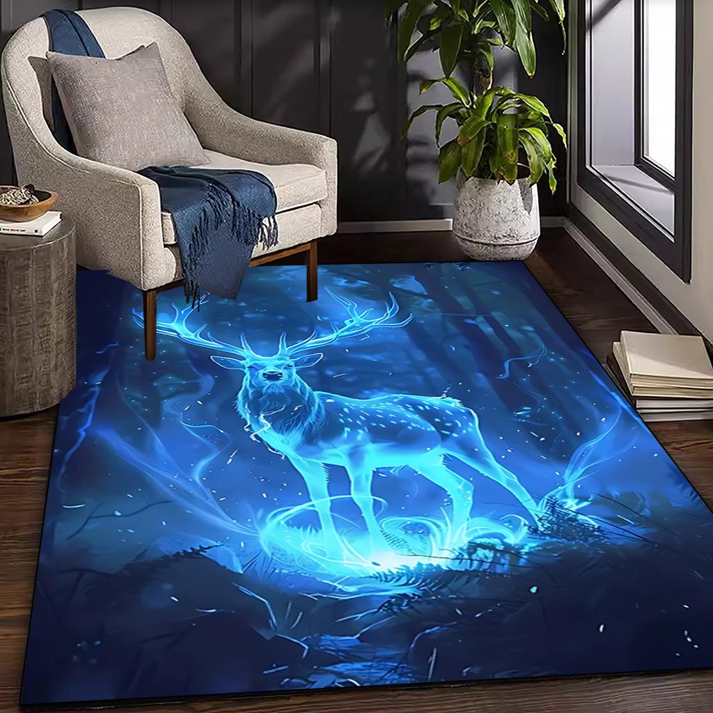1 Piece Luminous Deer Pattern Carpet, Washable Patio Rug, Living Room/Bedroom/Patio/Garden/Courtyard, Fashionable Home Decor