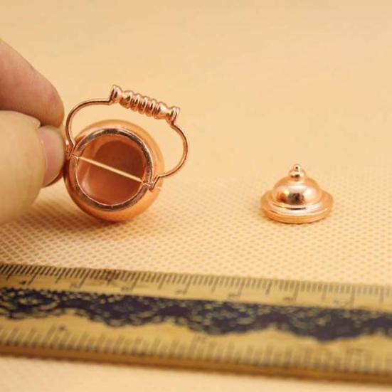 Retro Miniature Kettle Open Lid Toy 1/12 Scale Dollhouse Fairy Doll Home Decor