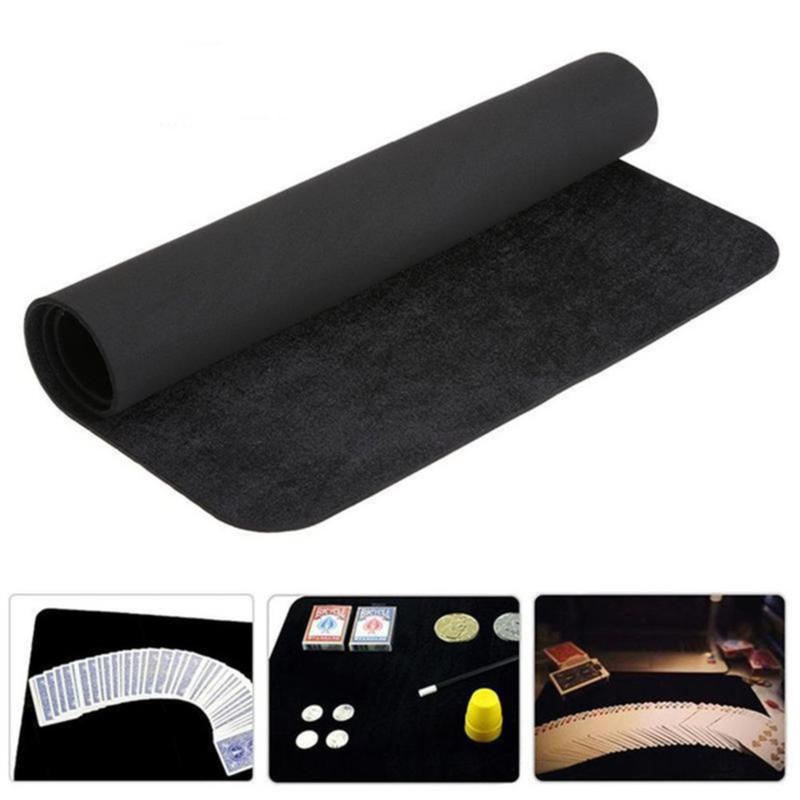 Creative Black Professional Card Deck Mat Magic Tricks Poker & Coin Prop Close Up Tools