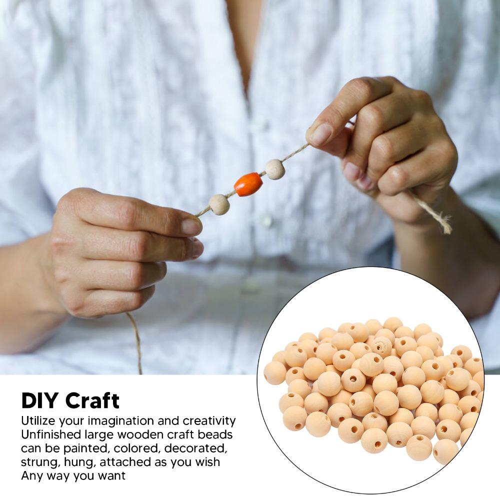 100pcs Bulk Pack Round Wood Beads Multipurpose DIY Wood Beads Wooden Spacer Beads  DIY Crafting