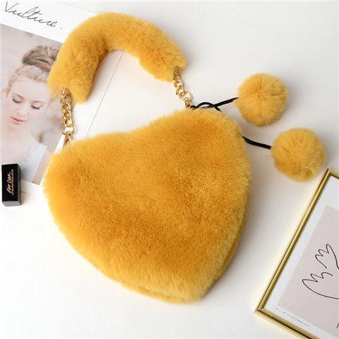Faux Rabbit Fur Handbag Fashionable Women's Heart-shaped Handbag Single-shoulder Crossbody Bag Large-capacity Coin Purse