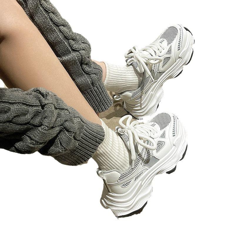 thick-soled silver-gray dad shoes women's spring and summer height increase women's shoes lightweight casual versatile running