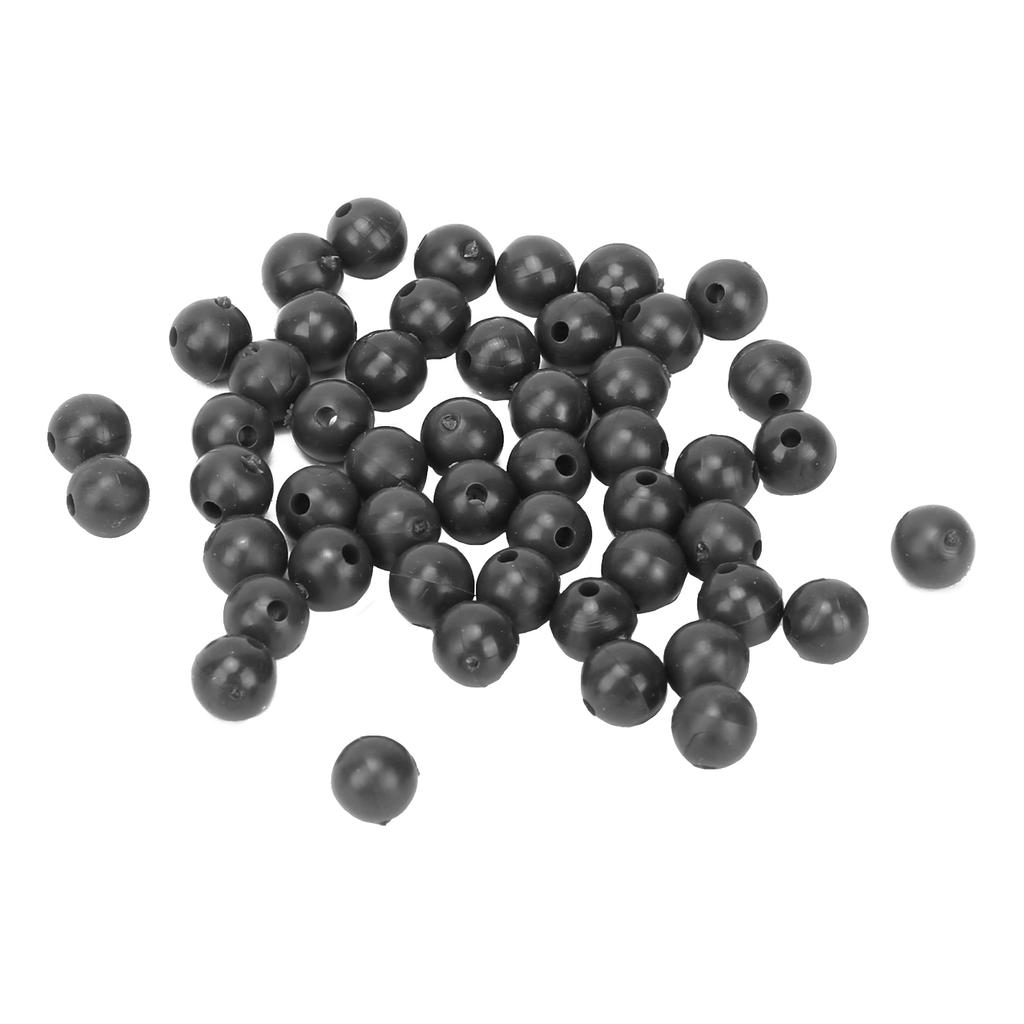 50pcs 8mm Space Beans Set Silica Gel Fishing Line Stopper Collision Avoidance BeansBlack