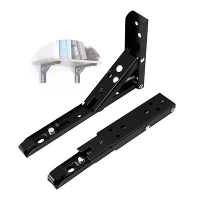 2pcs Foldable Shelf Angle Bracket Storage Rack Triangle Auto Open Steel Support Black Wall Large Shelves Floating Shelf Brackets