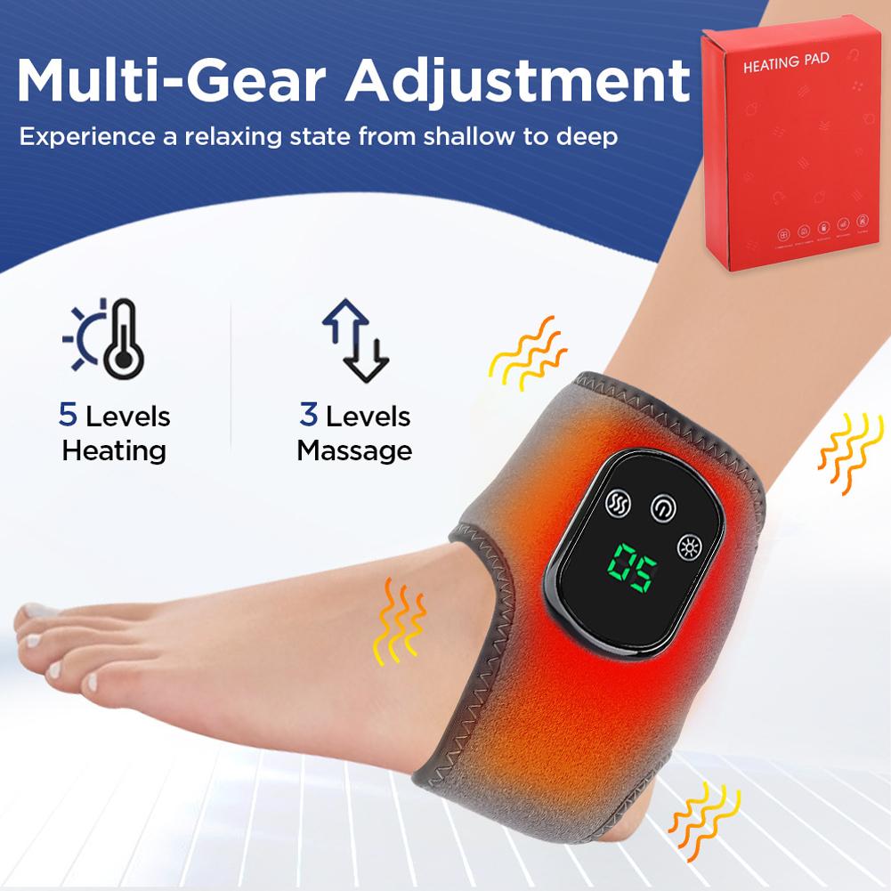 Heated Ankle Massager Hot Compresses Vibration Massage Breathable Material Cold Feet Warming Wrap USB FootAnkle Joint Protection