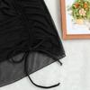 Women Mesh Bikini Wrap High Waist Side Drawstring See-through Cover Up Sunscreen