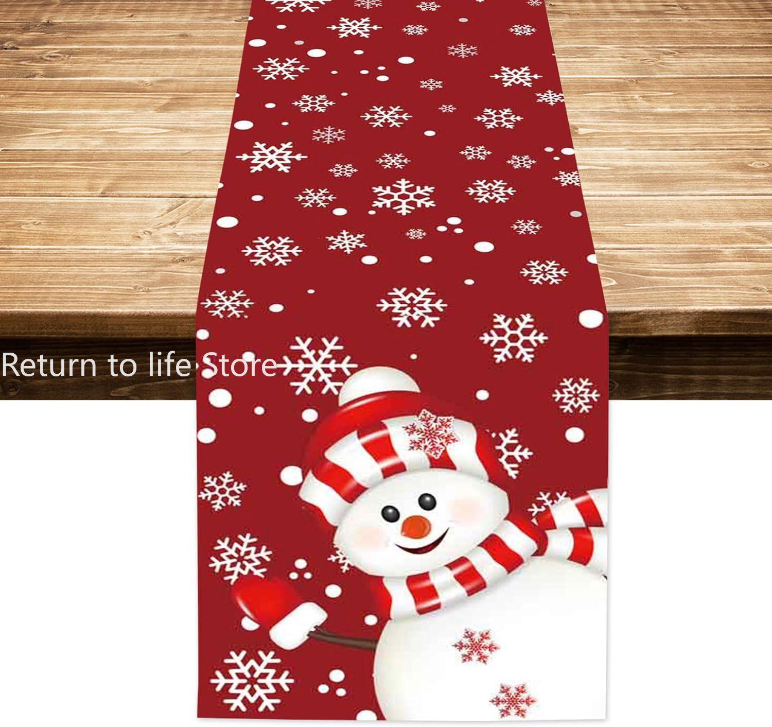 

Linen Christmas Table Runner Snowman Xmas Tree Home Dining Table Cover Tablecloth 2023 Navidad Noel Christmas Decorations 2024 90x33cm