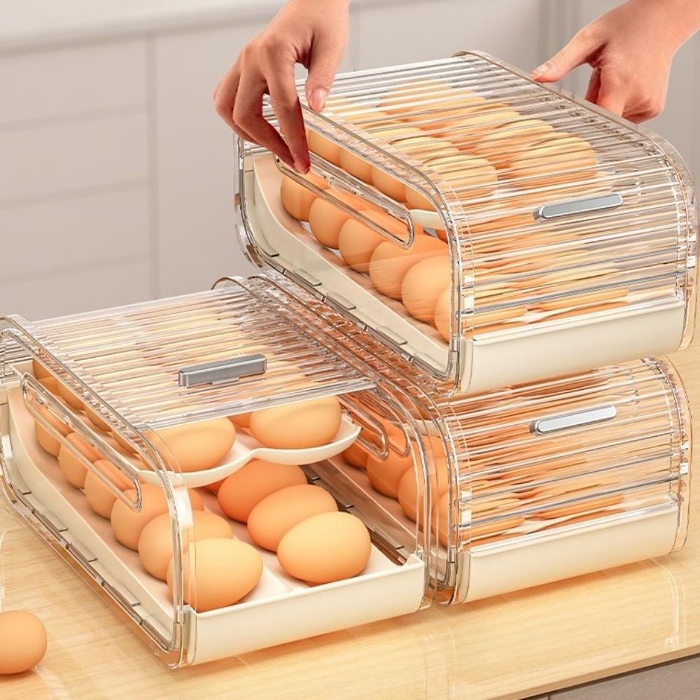 Double-layer Automatic Rolling Egg Holder Plastic Egg Dispenser Egg Storage Racks Refrigerator