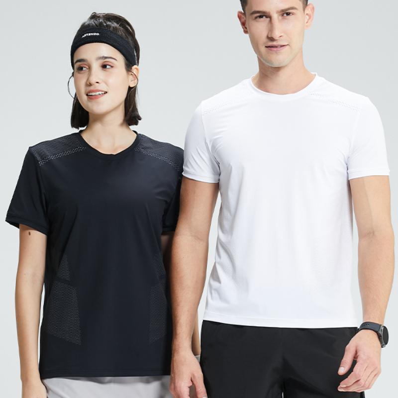 Mens Running T-shirt Breathable Trainin Tops Outdoor Workout Sweatshirt Male Muscle Fit Short Sleeve Tees Gym Sweatshirt Elastic