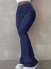 Women's Mid Rise Flare Pants Slim Fit Solid Color Polyester Spandex Casual Sports Long Trousers