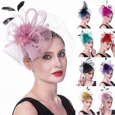 Women Girls Mesh Fascinators Hat Cocktail Party Headband Headpiece Wedding Hat