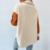 Women's Spliced Woolen Warm Polar Fleece Lapel Thickened Jacket