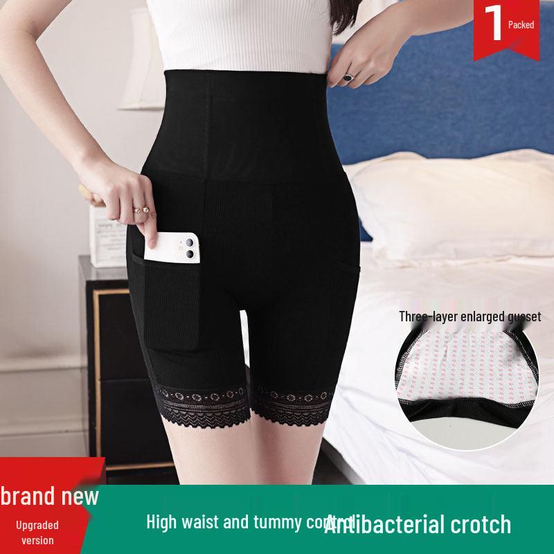 

Women s Cotton High-Waisted Lace Tummy Control Safety Shorts - Plus Size, Anti-Exposure, Pockets. M (Recommended for 80-100 jin)