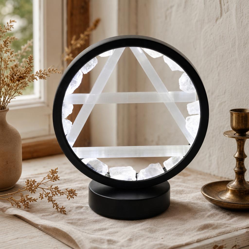 Gemstone Halo Lamp - Air - Clear Quartz & Selenite