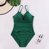 Women’s Solid One-Piece Swimsuit, Cross Front Underwire Monokini Bathing Suit Ruched Tummy Control Backless Swimwear