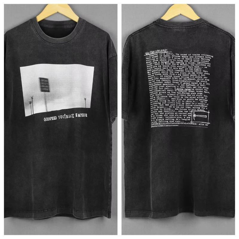 2026 Hot New Black Emperor Sigur Rós PostRock TShirt Mens 100 Cotton Washed Printed ShortSleeve Summer Casual Top L