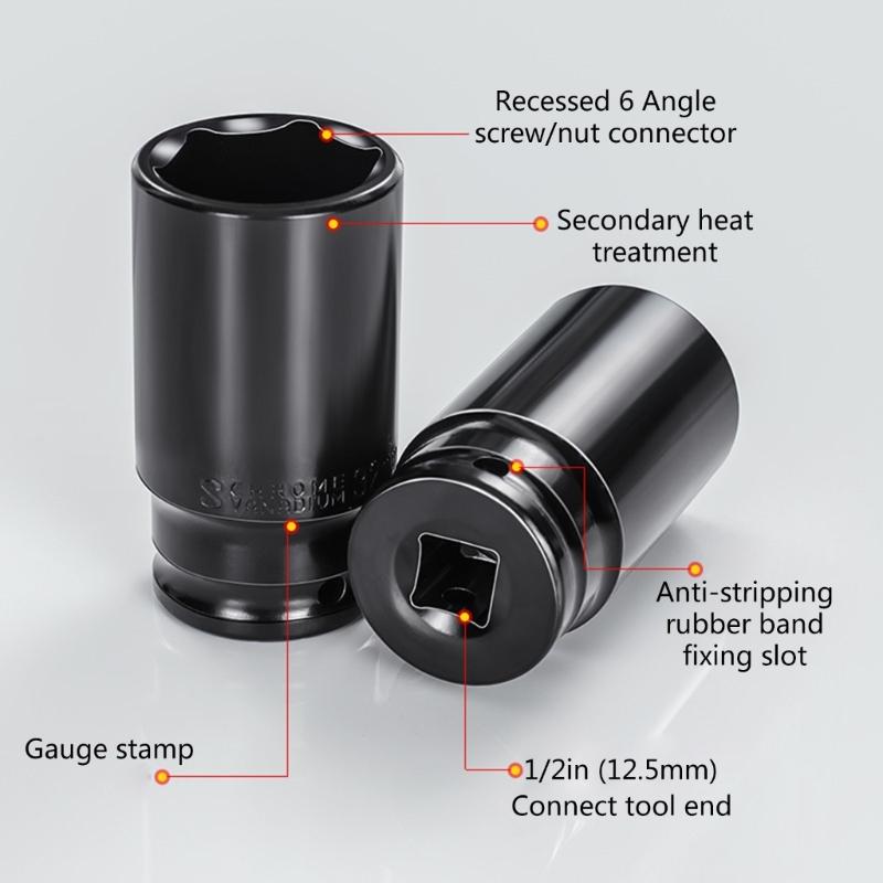 Convenient 1/2inch Extended HexSocket 1/2Inch Drive Metric Deep Impact Socket Easy to Use Tool for Secure Fastening