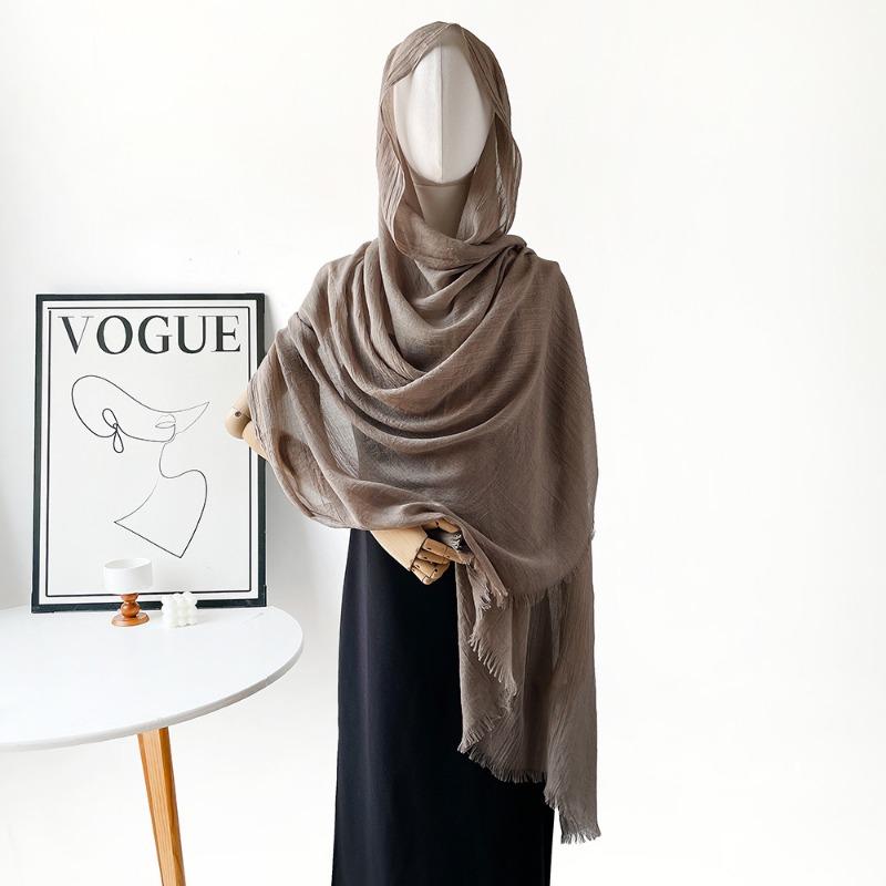 Summer Versatile Cotton and Linen Scarf Shawl Lengthened Solid Color Yarn Shawl Sunscreen Shawl Simple Scarf Silk Scarf Women