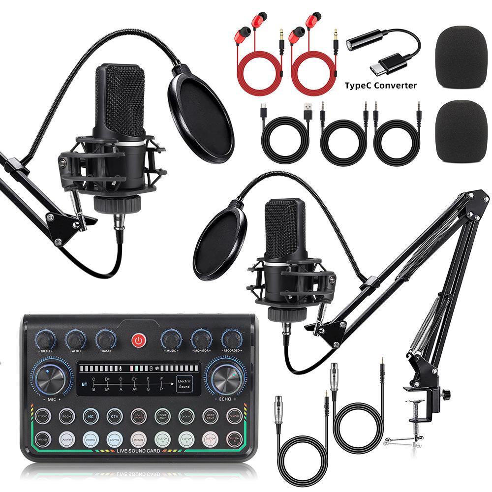 X1 Large Diaphragm Microphone & Sound Card Set with Boom Arm for Streaming