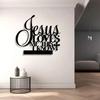 Vintage Metal Wall Cross Decor Jesus Loves Me Black Powder Coated Home Ornament