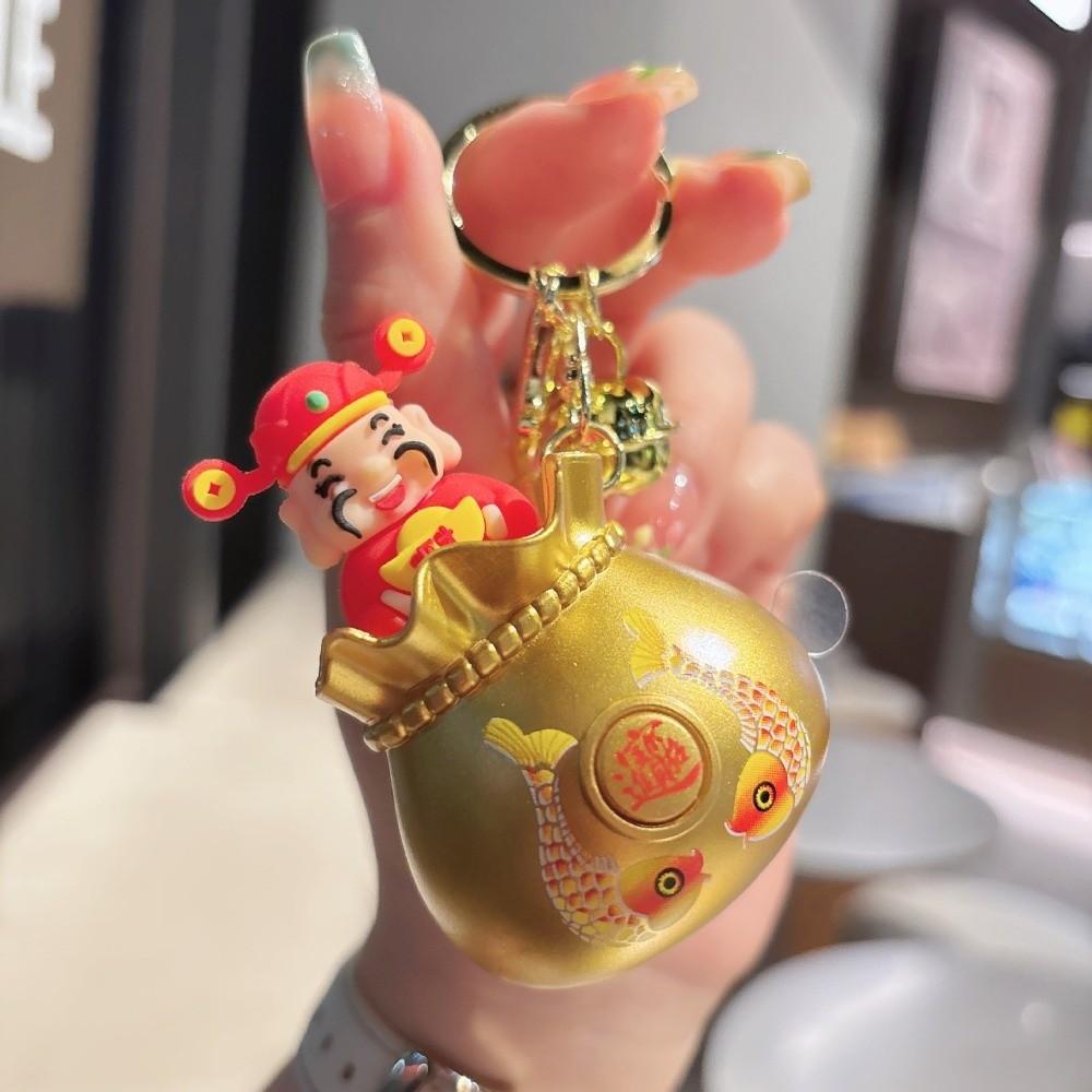 Blessing Bag Wealth God Voice Keychain Chinese New Year God of Longevity Pendant  Car Key Pendant