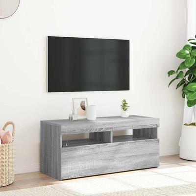 Vidaxl TV Cabinet with LED Lighting, Sonoma Oak Grey, 90X35X40 Cm