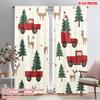 2pcs,2D Plane Printing Minimalist Curtains Christmas Truck Snowman Deer Trees Polyester Fabric (without Rod) Home Decor Ldeal