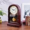 Mechanical Desk Clock Vintage Table Clocks Solid Wood Desktop Decoration Clock Upper Chord Spring Time Reporting Pendulum Clocks
