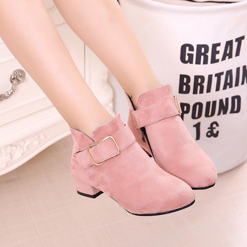 High Heels Kid Boot Girl Shoes For Children Warm Winter Autumn Red Ankle Boots Sneakers Suede 2025 3 4 5 6 7 8 9 10 11 12 Years